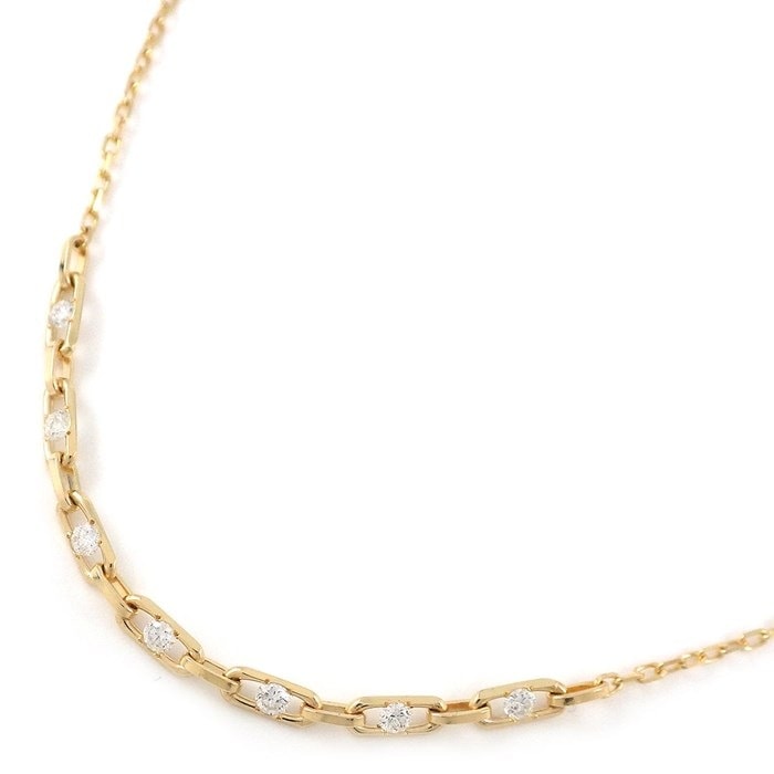 【ダイヤモンド】 ネックレス 7ポイント リンク チェーン ダイヤモンド 計0.19ct K18YG