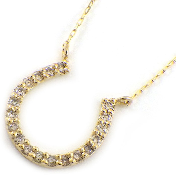 【ダイヤモンド】 ネックレス ホースシュー パヴェ ダイヤモンド 計0.086ct K18YG