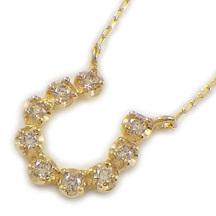 【ダイヤモンド】 ネックレス ホースシュー モチーフ パヴェ ダイヤモンド 計0.059ct K18YG