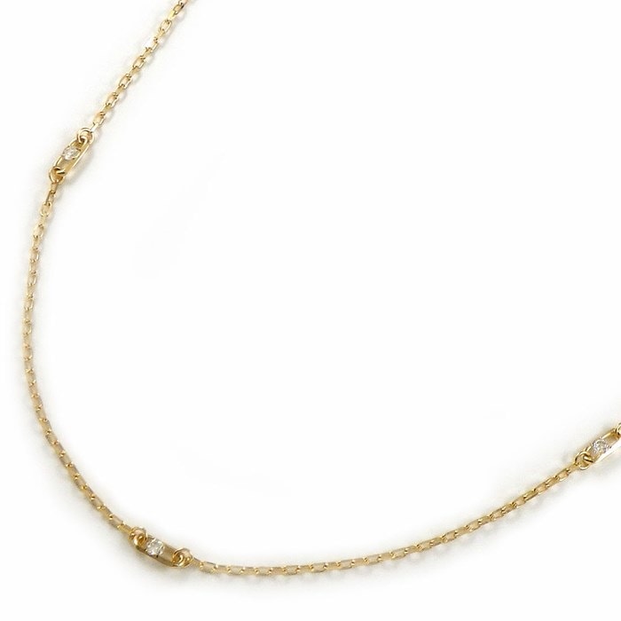 【ダイヤモンド】 ネックレス 5モチーフ　オーバルリンク 5ポイント ダイヤモンド 計0.14ct K18YG