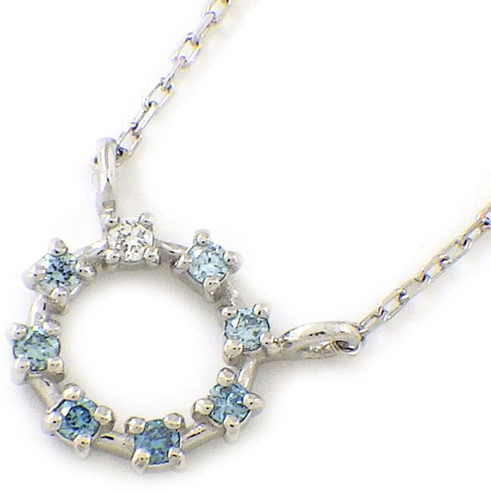 【ダイヤモンド】 ネックレス サークル 8ポイント トリートメント ブルー ダイヤモンド 計0.04ct PT900 PT850