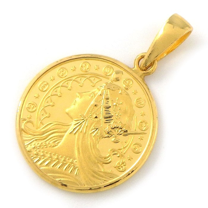 ペンダントトップ アルフォンス・ミュシャ メダル 1/20オンス 黄道十二宮 画家デビュー 130周年 1050枚 限定モデル K24