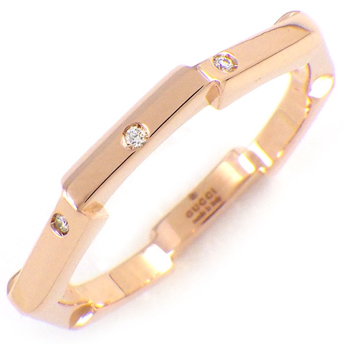 グッチ GUCCI リング リンクトゥラブ ミラー 日本限定モデル 7ポイント ダイヤモンド K18PG 16.5号 / #17 【中古】