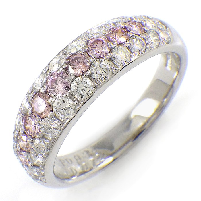 【ピンクダイヤモンド ダイヤモンド】 リング ドーム パヴェ ピンク ダイヤモンド 計0.34ct ダイヤモンド 計0.72ct PT900 12号 【中古】