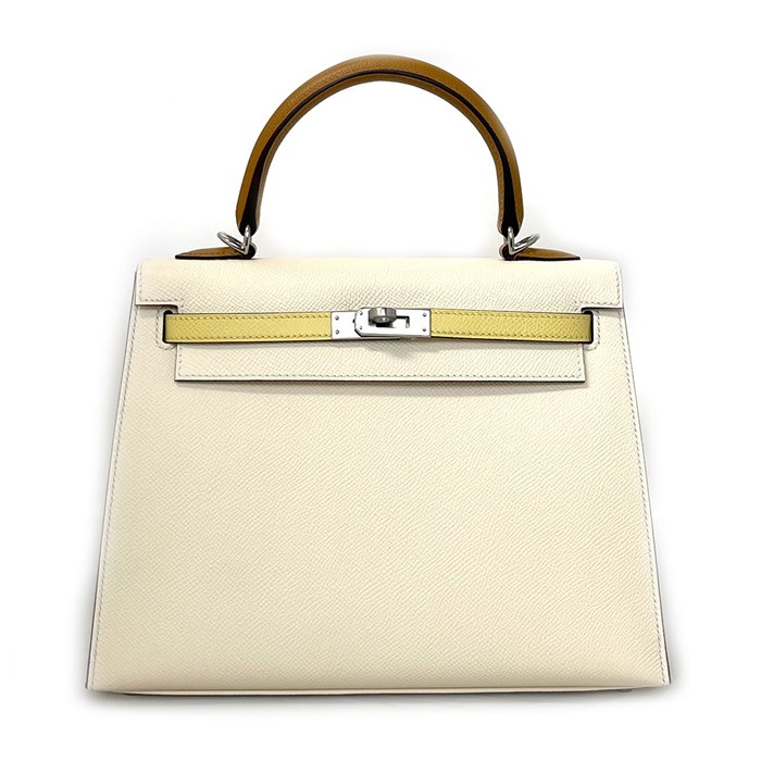 エルメス HERMES ハンドバッグ ショルダーバッグ ケリー 25 2022年製 (U刻印) ナタ セサミ ジョーヌプッサン エプソン シルバー金具 【中古】