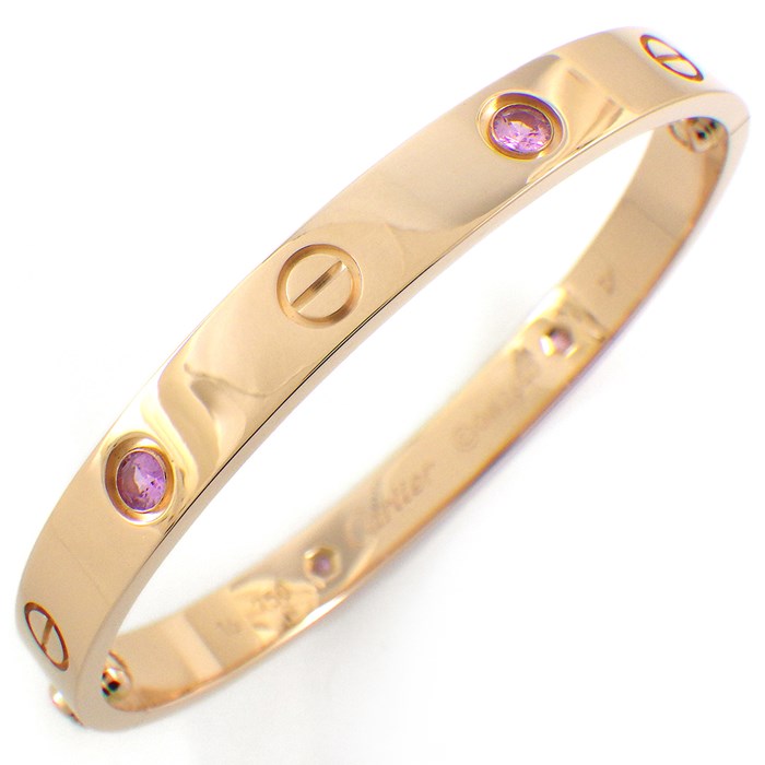 カルティエ Cartier ブレスレット ラブ クラシックモデル 4ポイント ピンク サファイア K18PG / #16 【中古】