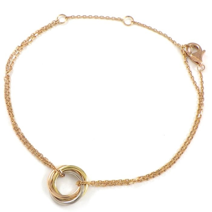 カルティエ Cartier ブレスレット トリニティ B6036818 サークル ダブルチェーン スリーカラー K18YG K18WG K18PG 【箱・保付き】 【中古】