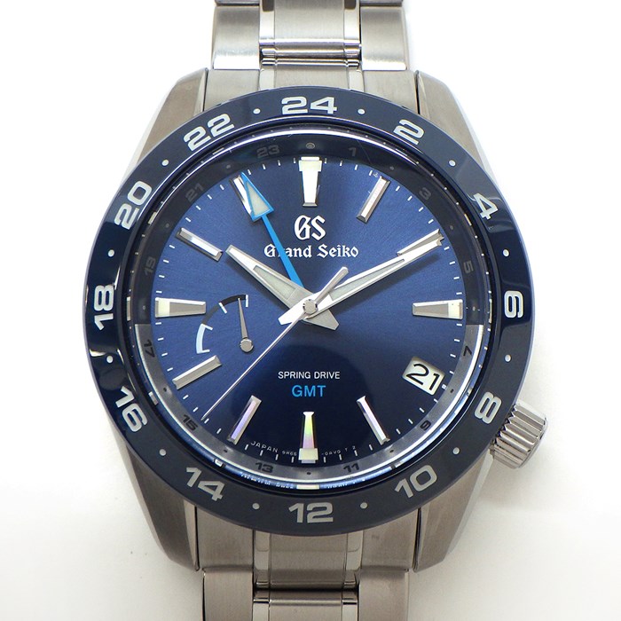 グランドセイコー Grand Seiko 腕時計 スポーツコレクション SBGE255/9R66-0BB0 デイト デュアルタイム表示 24時針 GMT パワーリザーブ表示 サンレイ ブルー文字盤 SS セラミック スプリングドライブ 自動巻き 【箱・保付き】 【中古】