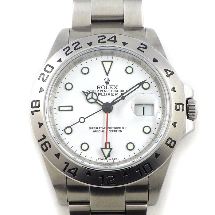 ロレックス Rolex 腕時計 エクスプローラーII 16570 ルーレット刻印 デイト 夜光針/インデックス ホワイト文字盤 白 SS 自動巻き 【箱・保付き】 【中古】