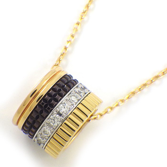 ブシュロン BOUCHERON ネックレス キャトル クラシック JPN00478 フルサークル ダイヤモンド K18PG K18WG K18YG ブラウン PVD 【箱・保付き】 【中古】