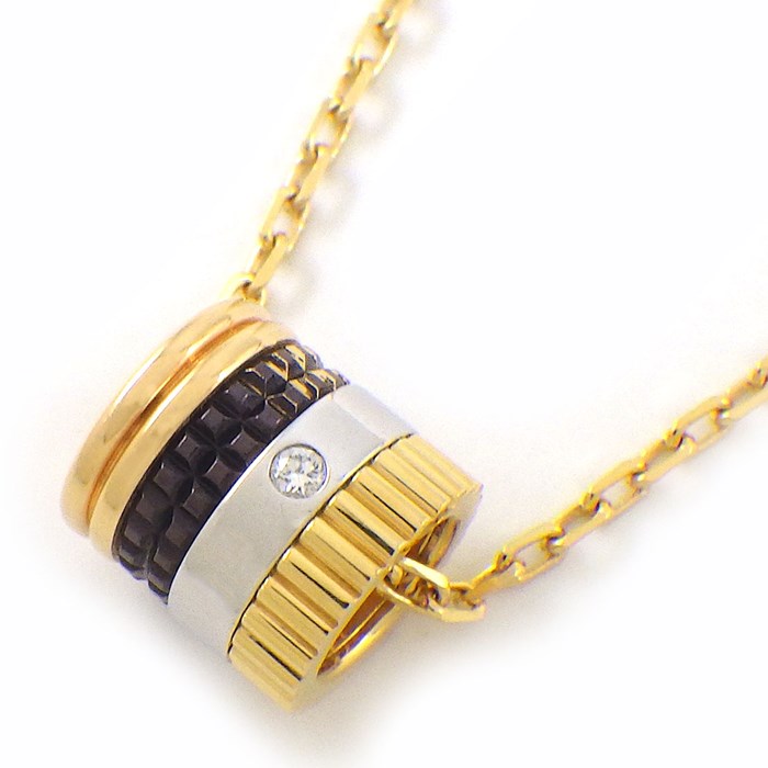 ブシュロン BOUCHERON ネックレス キャトル クラシック スモール JPN00547 スリーカラー 1ポイント ダイヤモンド 0.01ct K18PG K18WG K18YG ブラウン PVD 【中古】