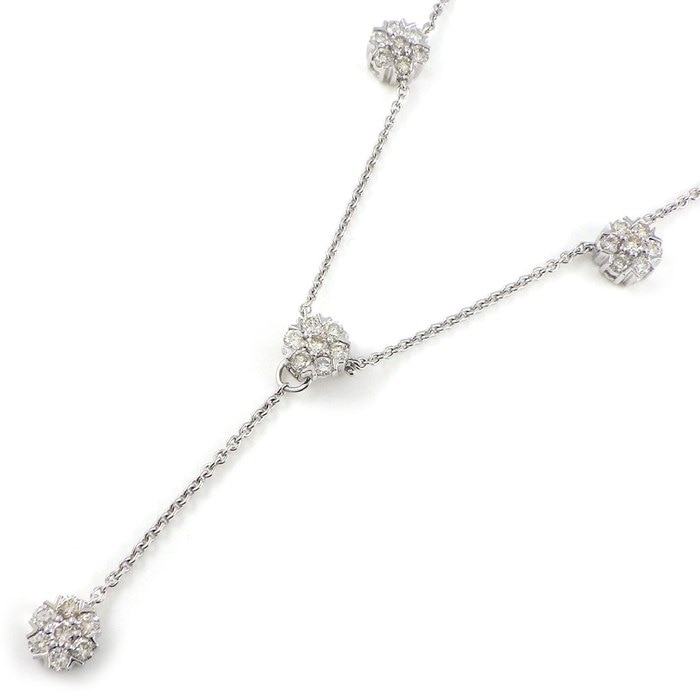 【ダイヤモンド】 ネックレス フラワー 6モチーフ 2Way Yシェイプ ダイヤモンド 計1.55ct K18WG 【中古】