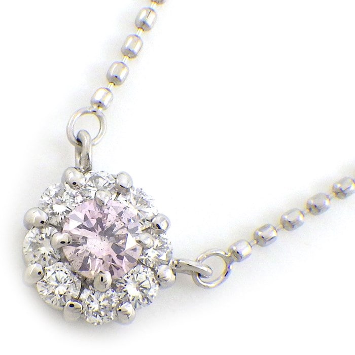 【ピンクダイヤモンド ダイヤモンド】 ネックレス 1ポイント ファンシーライトパープリッシュピンク ダイヤモンド 0.115ct(FLPP/SI2) ダイヤモンド 計0.15ct PT900 PT850 【中古】