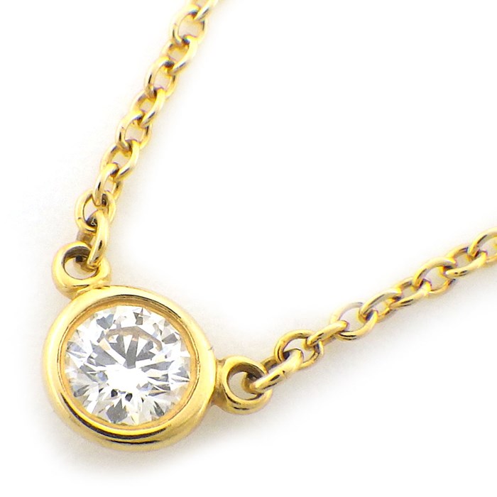 ティファニー Tiffany & Co. ネックレス バイ ザ ヤード 60017889 シングル 1ポイント ダイヤモンド 0.12ct K18YG 【中古】