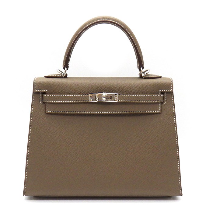 エルメス HERMES ハンドバッグ ショルダーバッグ ケリー 25 2024年製 (W刻印) エトゥープ エプソン (牛革) シルバー金具 【中古】