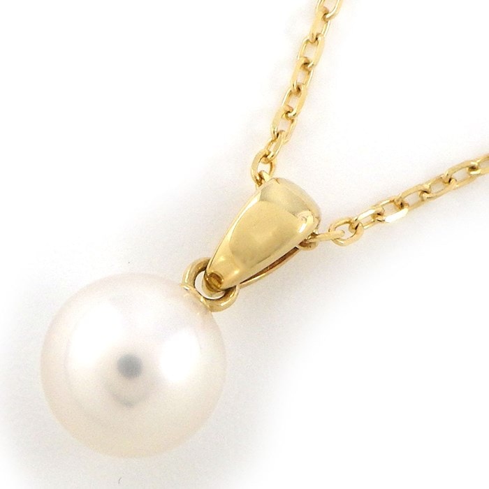 ミキモト MIKIMOTO ネックレス 1ポイント パール 7.6mm珠 K18YG 【中古】