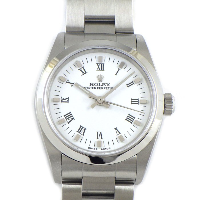 ロレックス Rolex 腕時計 オイスターパーペチュアル 77080 ホワイト文字盤 ステンレススチール SS 自動巻き 【中古】