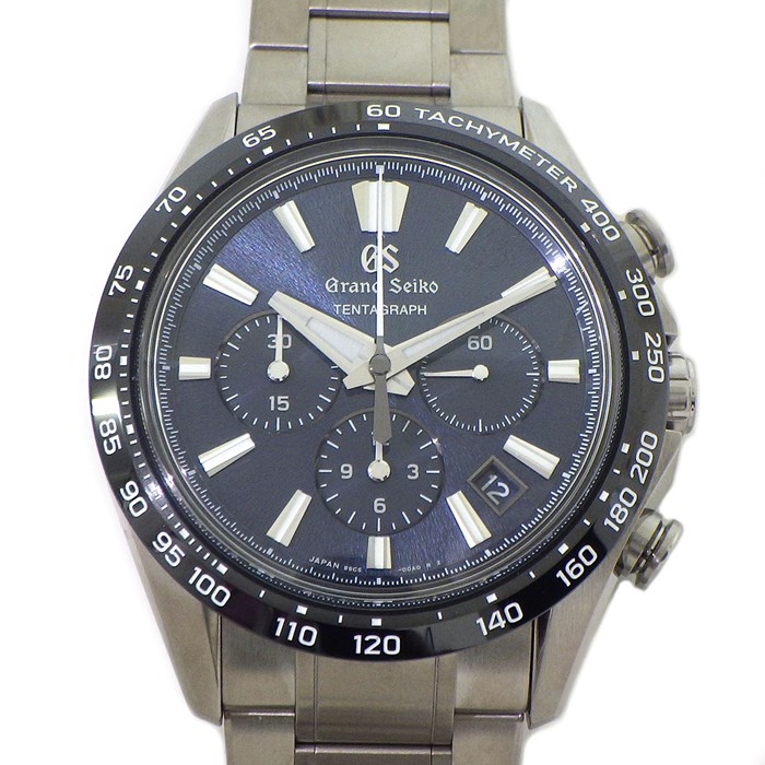 グランドセイコー Grand Seiko 腕時計 エボリューション9 コレクション SLGC001/9SC500A0 テンタグラフ メカニカルクロノグラフ 岩手山パターン ブルー文字盤 ブラック セラミック 自動巻き 【箱・保付き】 【中古】
