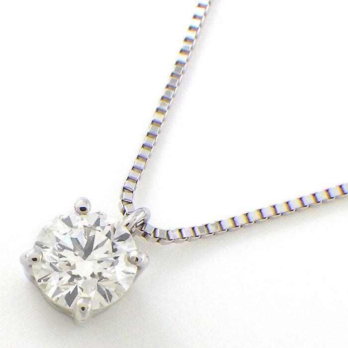 【ダイヤモンド】 ネックレス 1ポイント ラウンドブリリアントカット ダイヤモンド 0.544ct(I/SI1/EX) ベネチアンチェーン PT900 PT850 【中古】