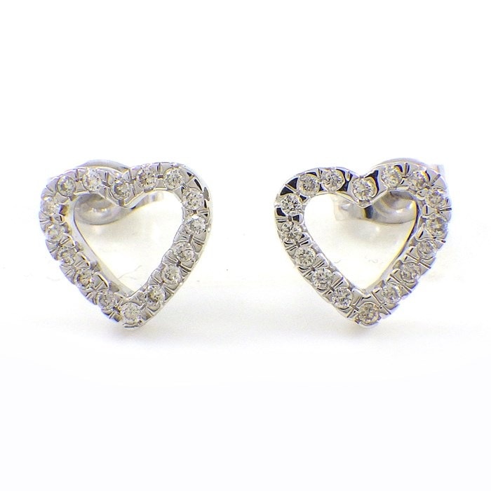ヴァンドーム VENDOME ピアス ハート パヴェ ダイヤモンド K18WG 【中古】