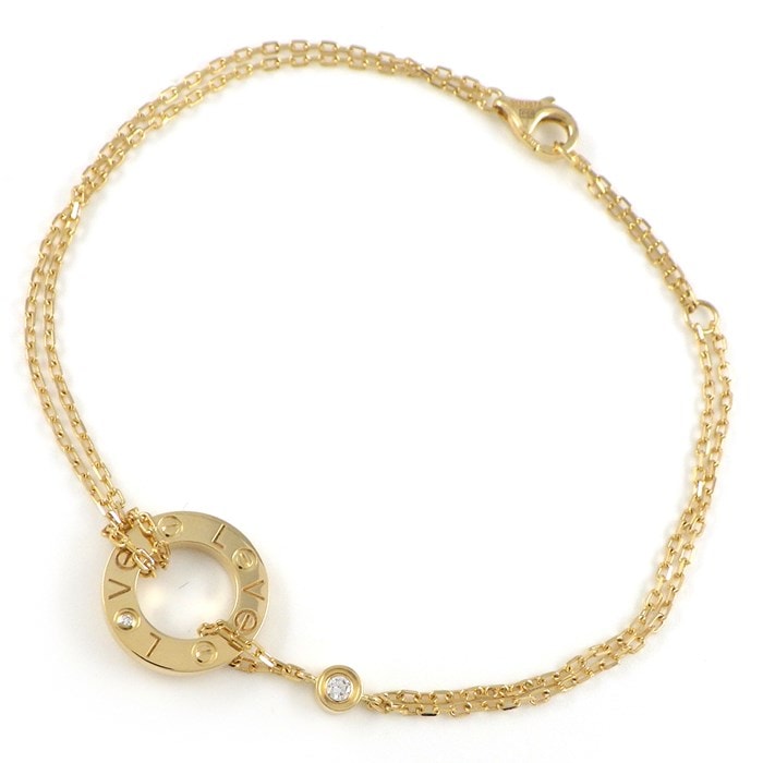 カルティエ Cartier ブレスレット ラブ B6038300 サークル 2ポイント ダイヤモンド 0.03ct K18YG 【中古】