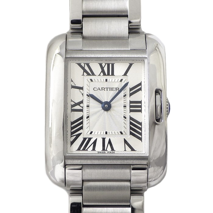 カルティエ Cartier 腕時計 タンク アングレーズ レクタンギュラー SM W5310022 シルバー ギョーシェ文字盤 SS クオーツアナログ 【中古】