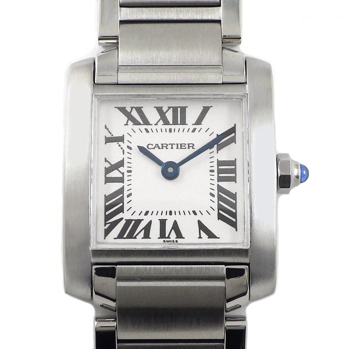 カルティエ Cartier 腕時計 タンクフランセーズ SM W51008Q3 スクエア ホワイト 文字盤 SS クオーツアナログ 【中古】
