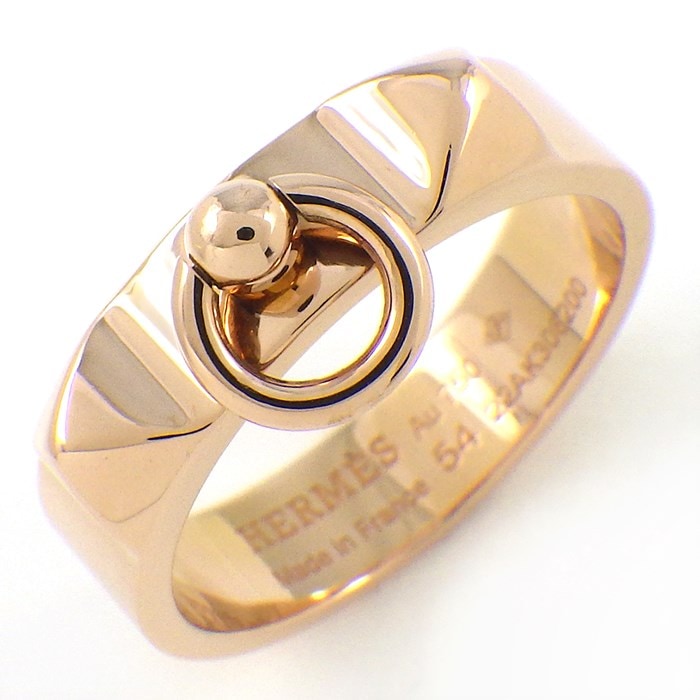 エルメス HERMES リング コリエ ド シアン PM H108118B 00055 スタッズ K18PG 14号 / #54 【中古】