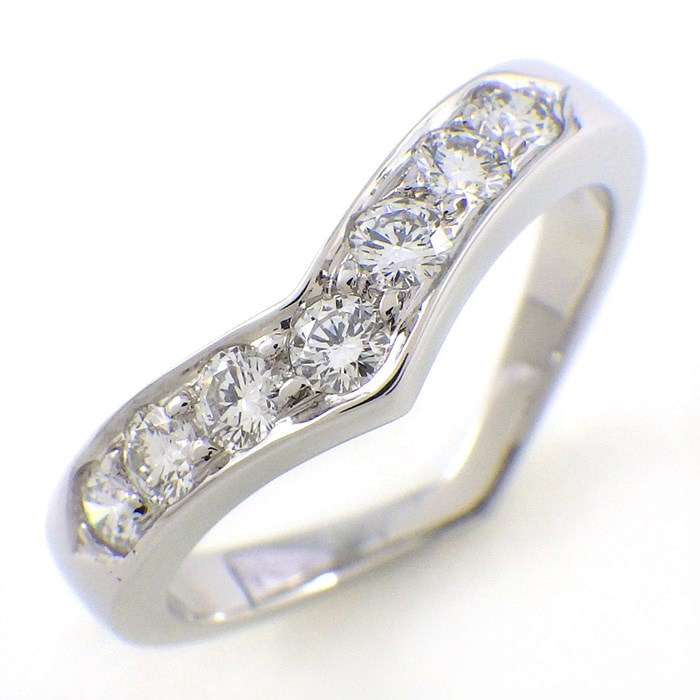 ティファニー Tiffany & Co. リング Vバンド 7ポイント ダイヤモンド PT950 11.5号 【中古】