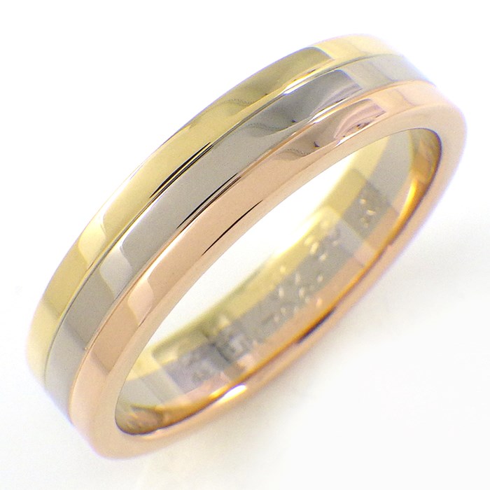 カルティエ Cartier リング ルイ カルティエ ヴァンドーム ウェディング バンド 4.8mm B4052100 トリニティ スリーカラー K18YG K18PG K18WG 18号 / #58 【中古】