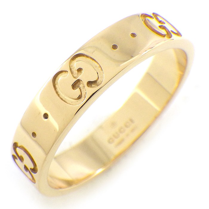 グッチ GUCCI リング アイコン 660070 J8500 8000 インターロッキングG GG ロゴ K18YG 12.5号 / #13 【中古】