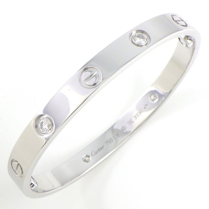 カルティエ Cartier ブレスレット ラブ クラシックモデル MM B6070116 新型 4ポイント ダイヤモンド 0.42ct K18WG / #16 【箱・保付き】 【中古】