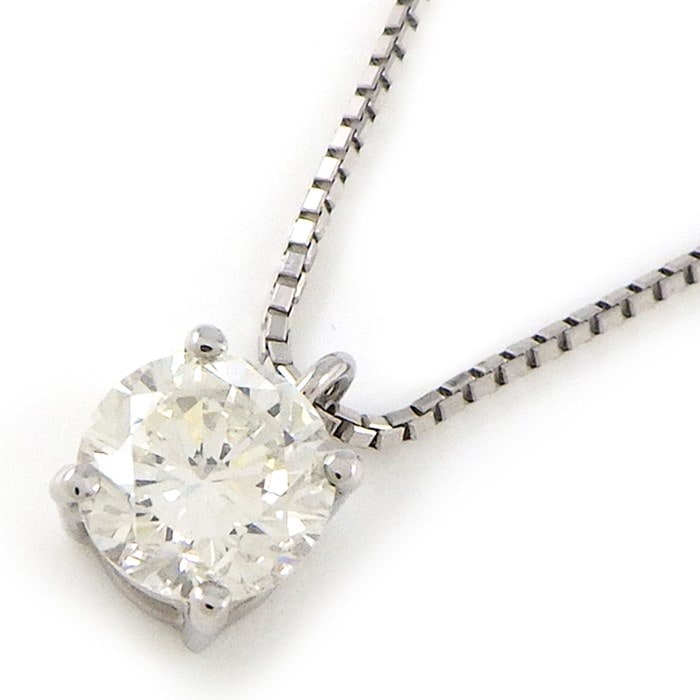 【ダイヤモンド】 ネックレス 1ポイント ラウンドブリリアントカット ダイヤモンド 0.655ct(H/SI1/GD) PT900 PT850 【中古】