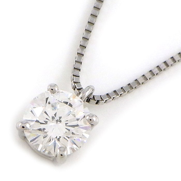 【ダイヤモンド】 ネックレス 1ポイント ラウンドブリリアントカット ダイヤモンド 0.53ct(D/VS2/GD) PT900 PT850 【中古】