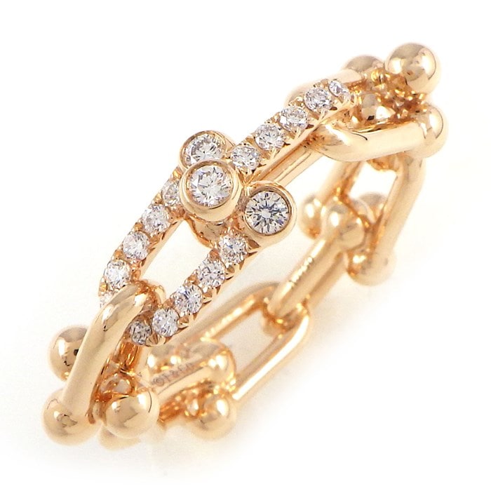 ティファニー Tiffany & Co. リング ハードウェア スモール リンク 72668928 ダイヤモンド 計0.26ct K18PG 14号 【中古】