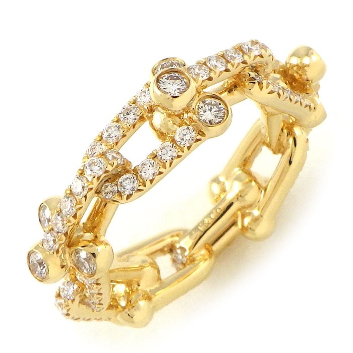 ティファニー Tiffany & Co. リング ハードウェア リンク 72669819 フルサークル パヴェ ダイヤモンド 計1.32ct K18YG 11号 【中古】