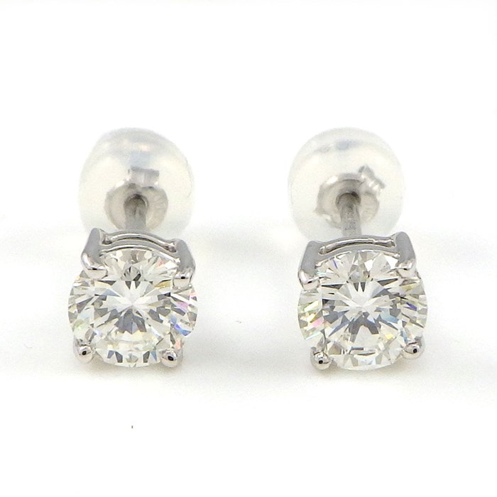 【ダイヤモンド】 ピアス ソリテール ソリティア ラウンド ダイヤモンド 0.526ct(H/VVS1/VG) / 0.521ct(H/VVS2/VG) PT900 【中古】