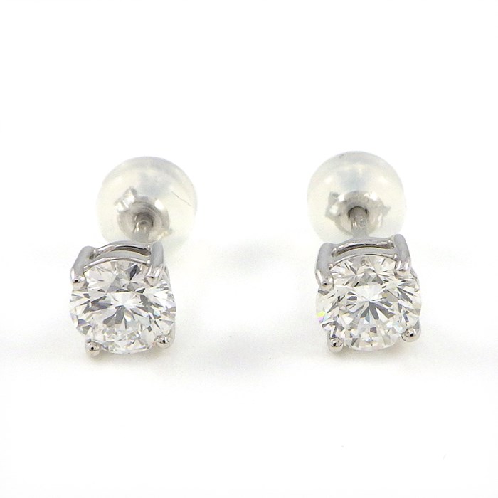 【ダイヤモンド】 ピアス ソリテール ソリティア ラウンド ダイヤモンド 0.532ct(F/VS1/GD) / 0.501ct(E/VS1/VG) PT900 【中古】