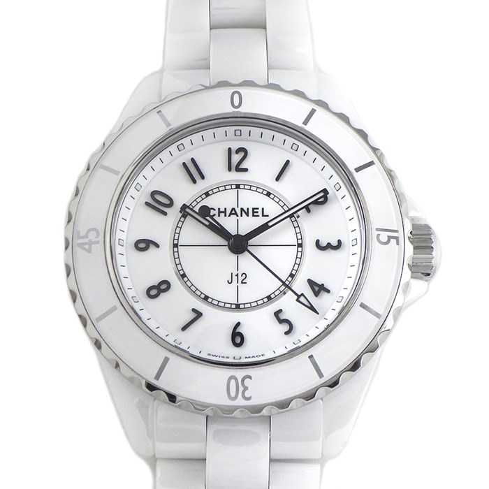 シャネル CHANEL 腕時計 J12 H5698 ホワイト文字盤 セラミック SS クオーツアナログ 【箱・保付き】 【中古】