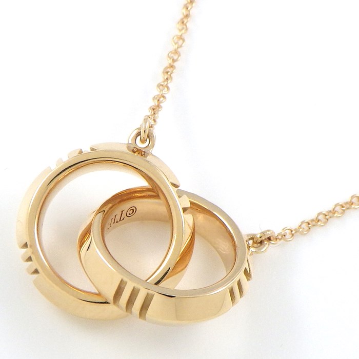 ティファニー Tiffany & Co. ネックレス アトラス X クローズド インターロッキング ダブルサークル K18PG 【中古】