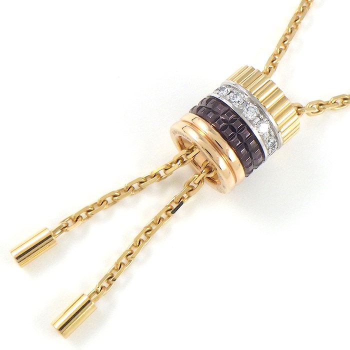 ブシュロン BOUCHERON ネックレス キャトル クラシック タイネックレス ミディアム JCL01146 12ポイント ダイヤモンド 0.27ct ブラウンPVD K18PG K18WG K18YG 【中古】