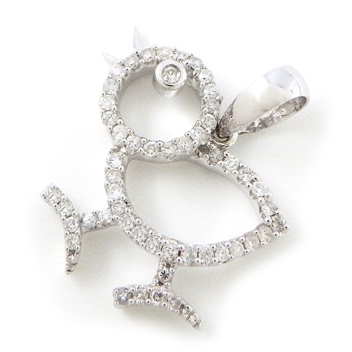 【ダイヤモンド】 ペンダントトップ ヒヨコモチーフ ダイヤモンド 計0.26ct K18WG 【中古】