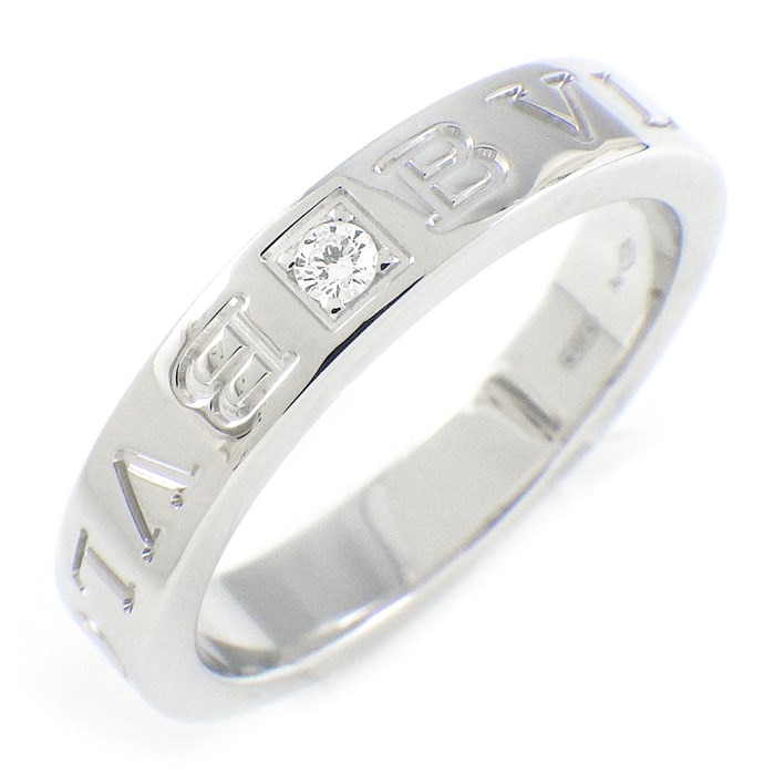 ブルガリ BVLGARI リング B-zero1 ビーゼロワン エッセンシャル バンド 339989 ダブルロゴ 1ポイント ダイヤモンド 0.04ct K18WG 16号 【中古】
