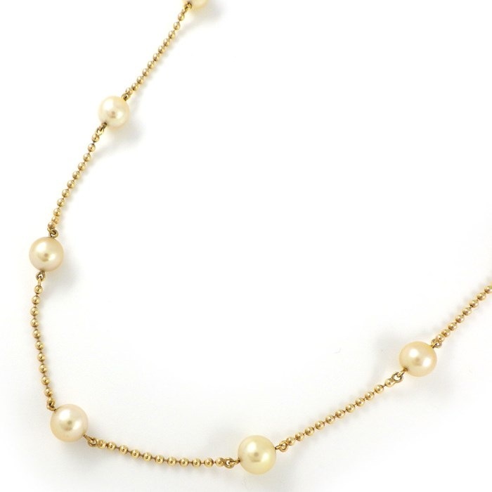 ミキモト MIKIMOTO ネックレス ステーション 7ポイント パール 6mm珠 K18YG 【中古】
