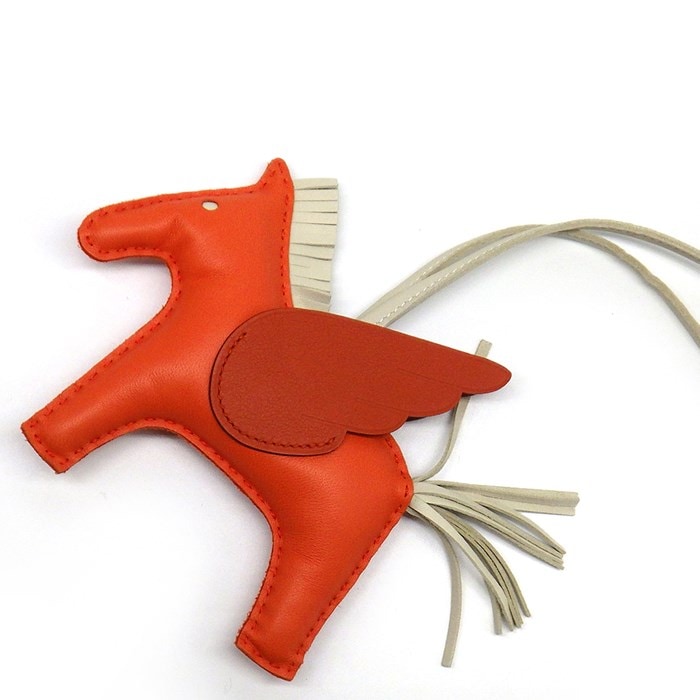 エルメス HERMES バッグチャーム ロデオ ペガサス PM 2023年製 オレンジポピー/クレ/テールバテュー アニョーミロ スイフト 【中古】