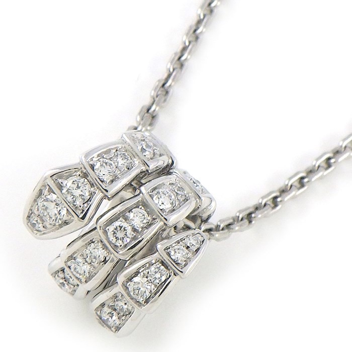 ブルガリ BVLGARI ネックレス セルペンティ ヴァイパー 357796 スネーク フル サークル パヴェ ダイヤモンド 計0.63ct K18WG 【中古】