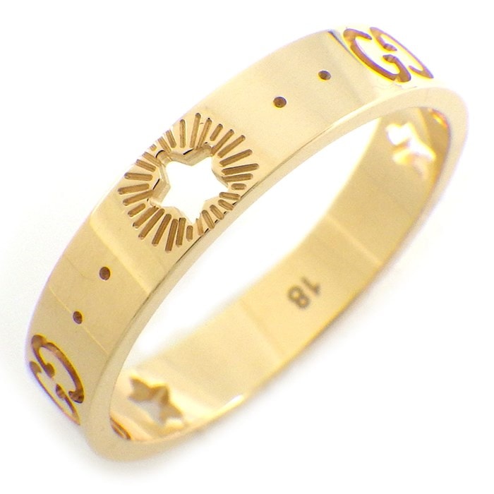 グッチ GUCCI リング アイコン スター 607339 J8500 8000 インターロッキングG GG ロゴ K18YG 17号 / #18 【中古】