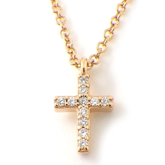 ティファニー Tiffany & Co. ネックレス メトロ クロス ミニ ダイヤモンド K18PG 【中古】