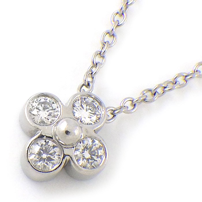 ティファニー Tiffany & Co. ネックレス レース ベゼル フラワー 4ポイント ダイヤモンド PT950 【中古】