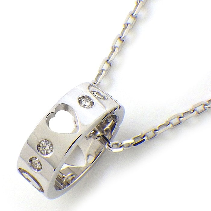 グッチ GUCCI ネックレス アイコン アモール GG ロゴ ハート ダイヤモンド K18WG 【中古】